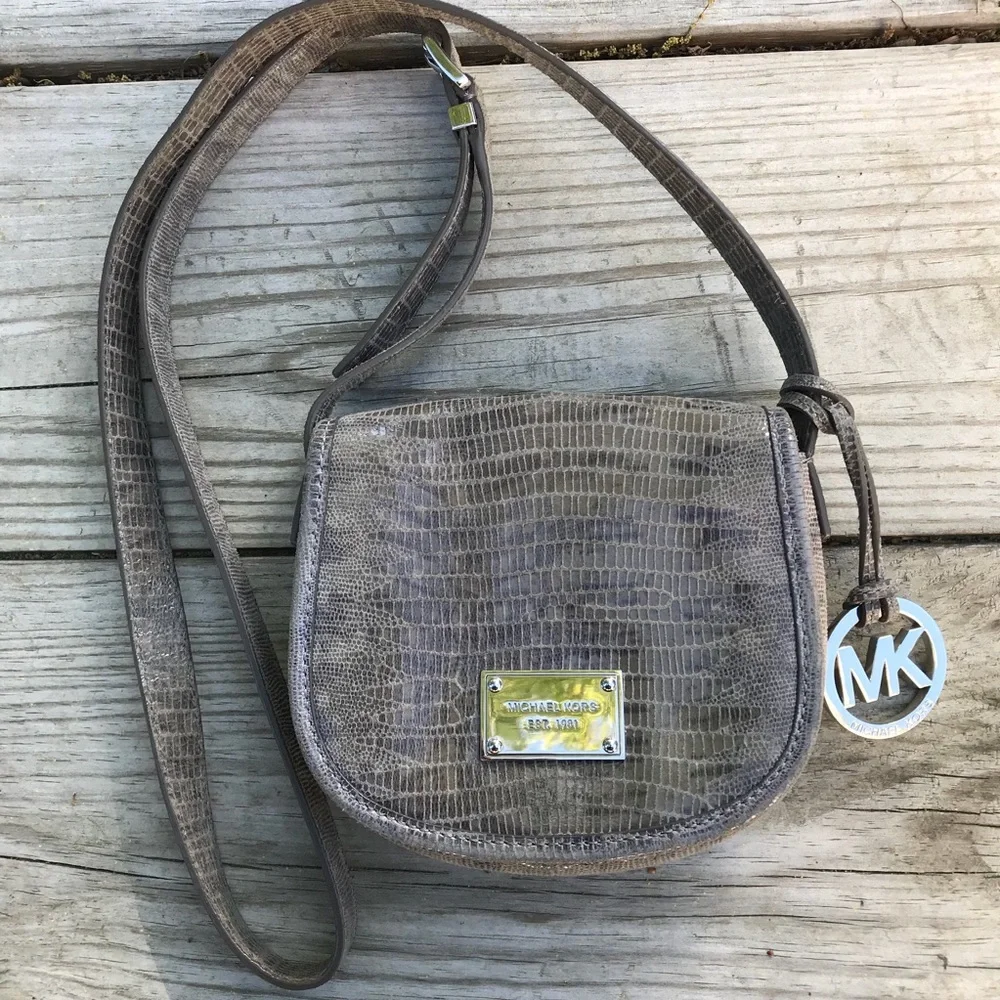 Michael Kors Small Crossbody Bag in Taupe Brown with Gold Hardware